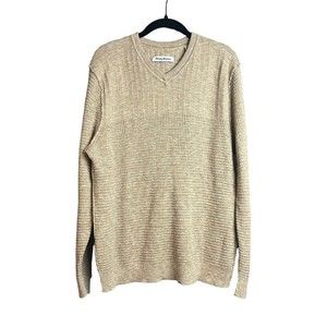 Tommy Bahama Mens Isidro V-Neck Regular Fit Knit Pullover Sweater Tan Size Large